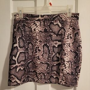 SHEIN Black, Pink, And Cream Snake Print Mini Skirt